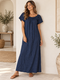 Robe longue fluide bleu marine – vue principale