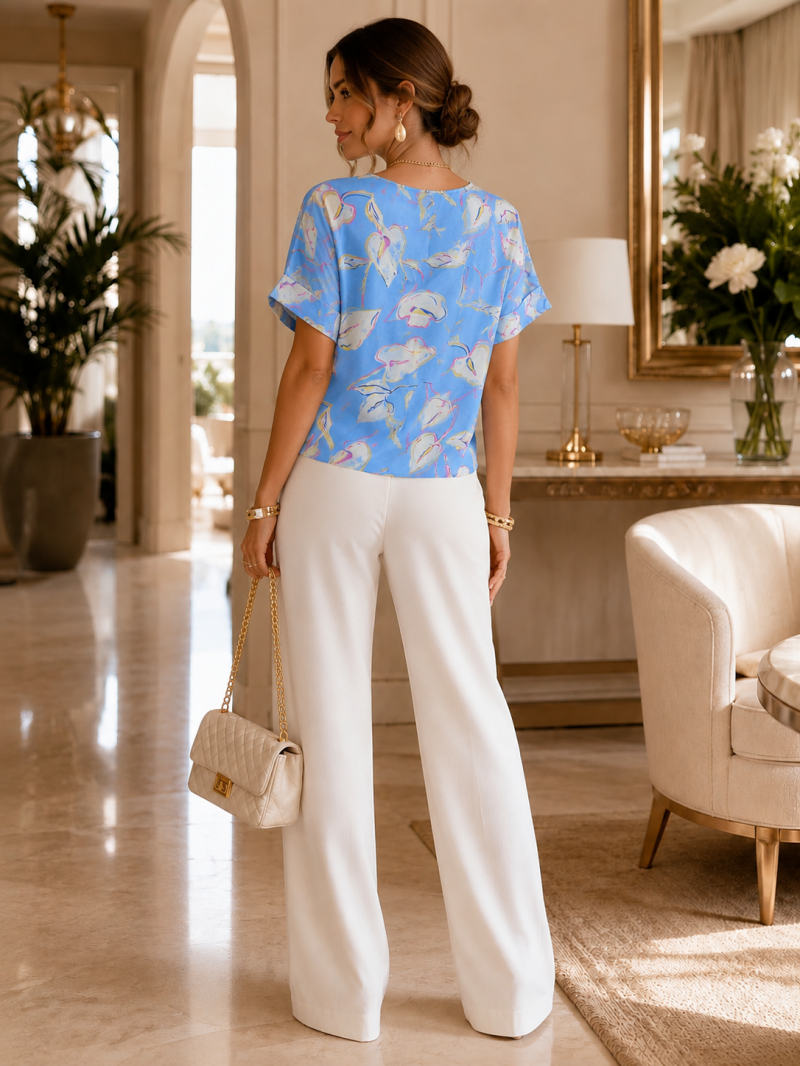 Blouse fleurie fluide à nouer – Taille unique (36 au 44) Made in Italy – vue 8