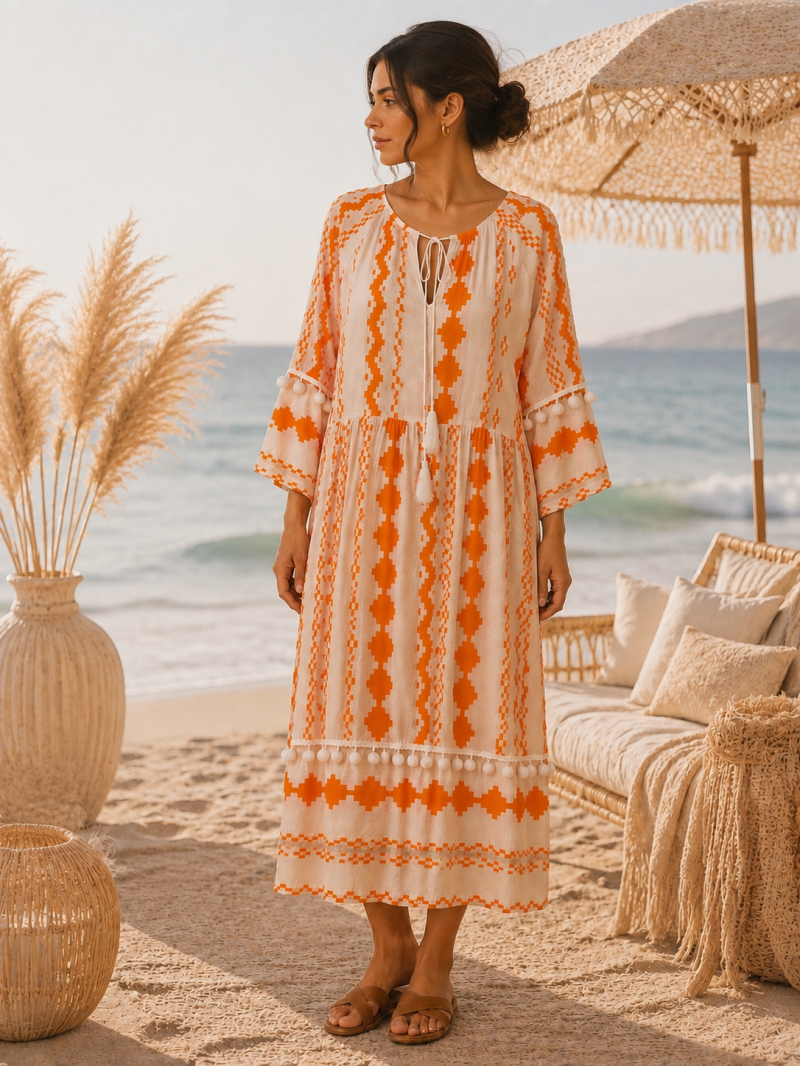 Paréo Robe Moevo Beige & Orange – Taille Unique