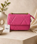 Petit sac bandoulière matelassé rose – vue principale