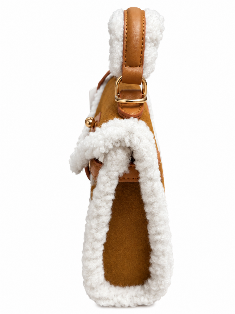 Mini sac bouclette camel noir ou moutarde – autre vue