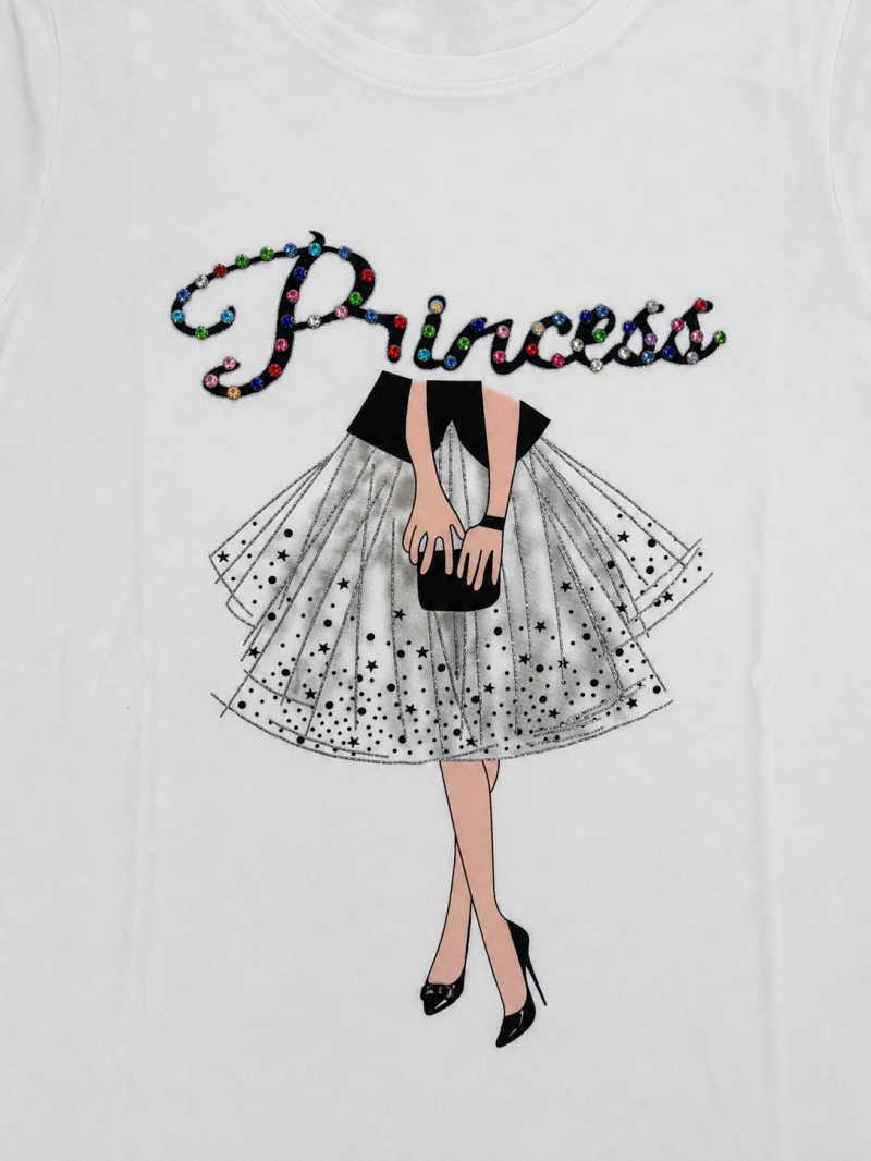 T-shirt blanc à strass multicolores – autre vue