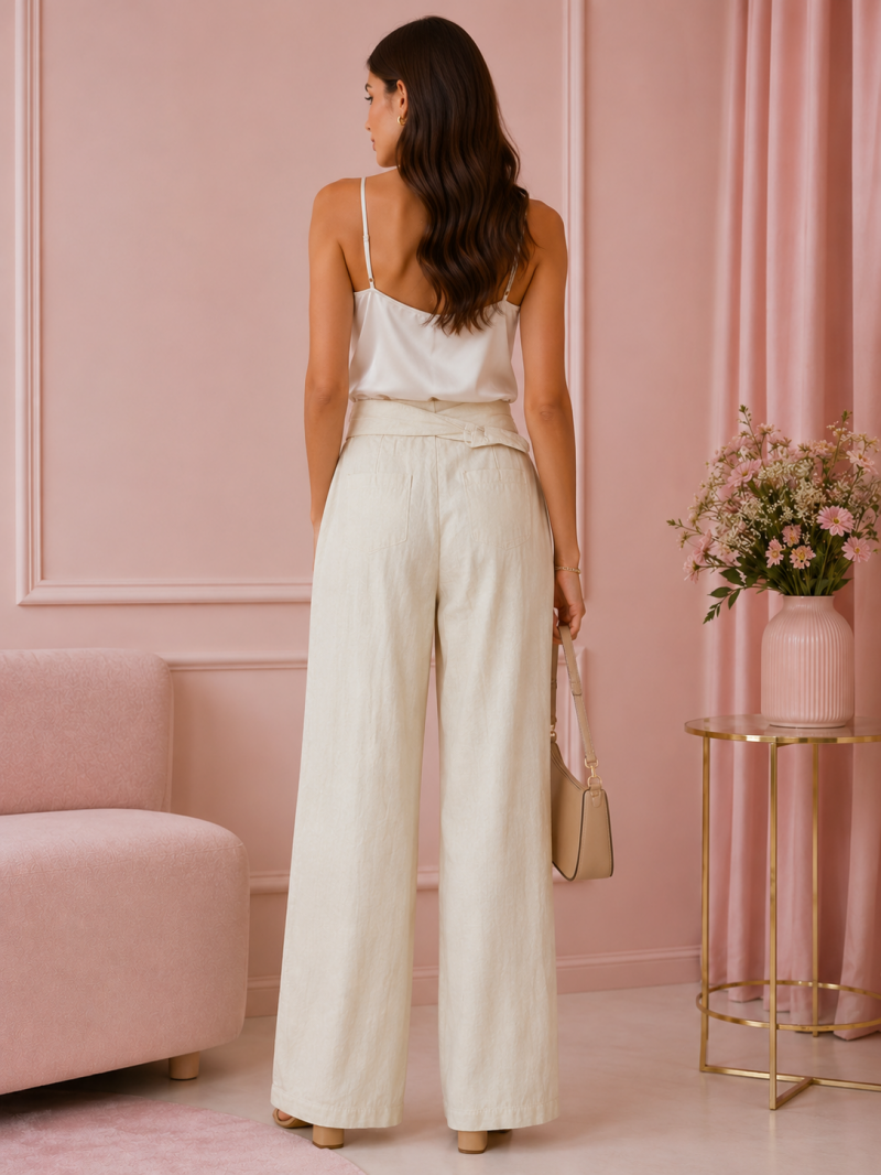 Pantalon large naturel – Taille M (36 aun 38) Made in Italy – vue 4