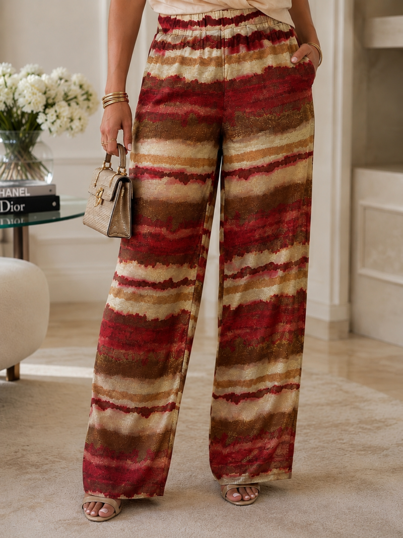 Pantalon large multicolore effet Lurex - Taille unique (34 au 40) Made in Italy – vue 3