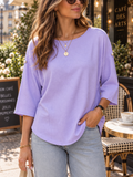 Top lilas texturé oversize à boutons bijoux – Taille unique (38 au 46) Made in Italy