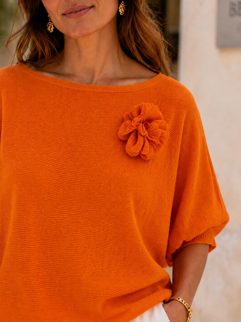 Pull léger à fleur 3D – Taille unique – Made in Italy – vue 2