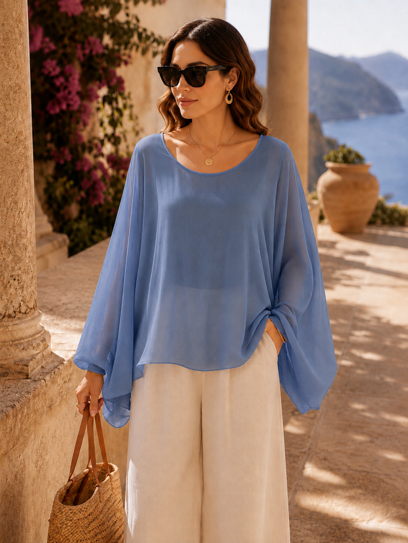 Blouse ample avec débardeur intégré – Taille unique (34 au 38) Made in Italy