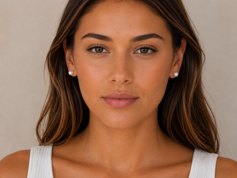 Boucles d’oreilles perles nacrées en acier inoxydable – Cubic Zirconia – vue 2