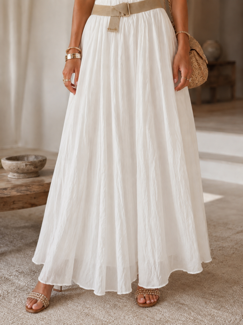 Jupe longue avec ceinture beige – Taille unique (34 au 38) Made in Italy – vue 2