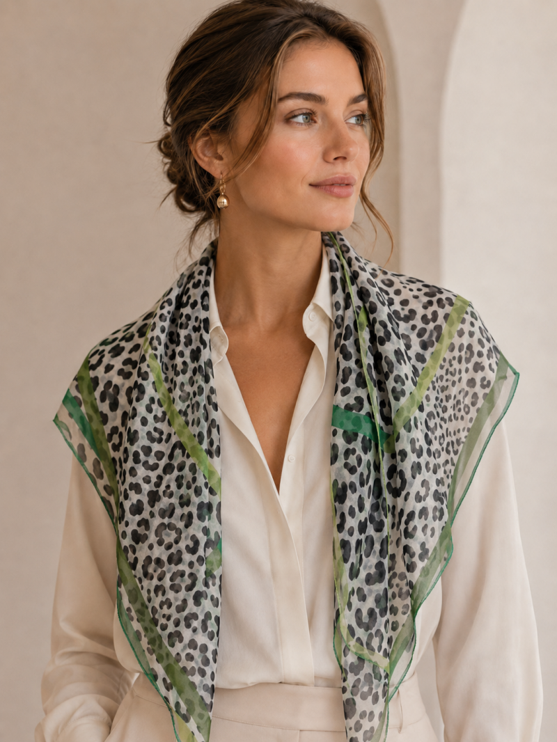 Foulard léopard vert