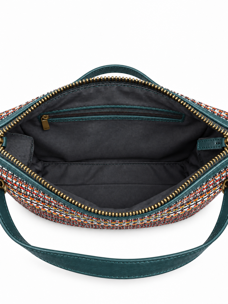 Sac tissé bordeaux ou vert profond – autre détail