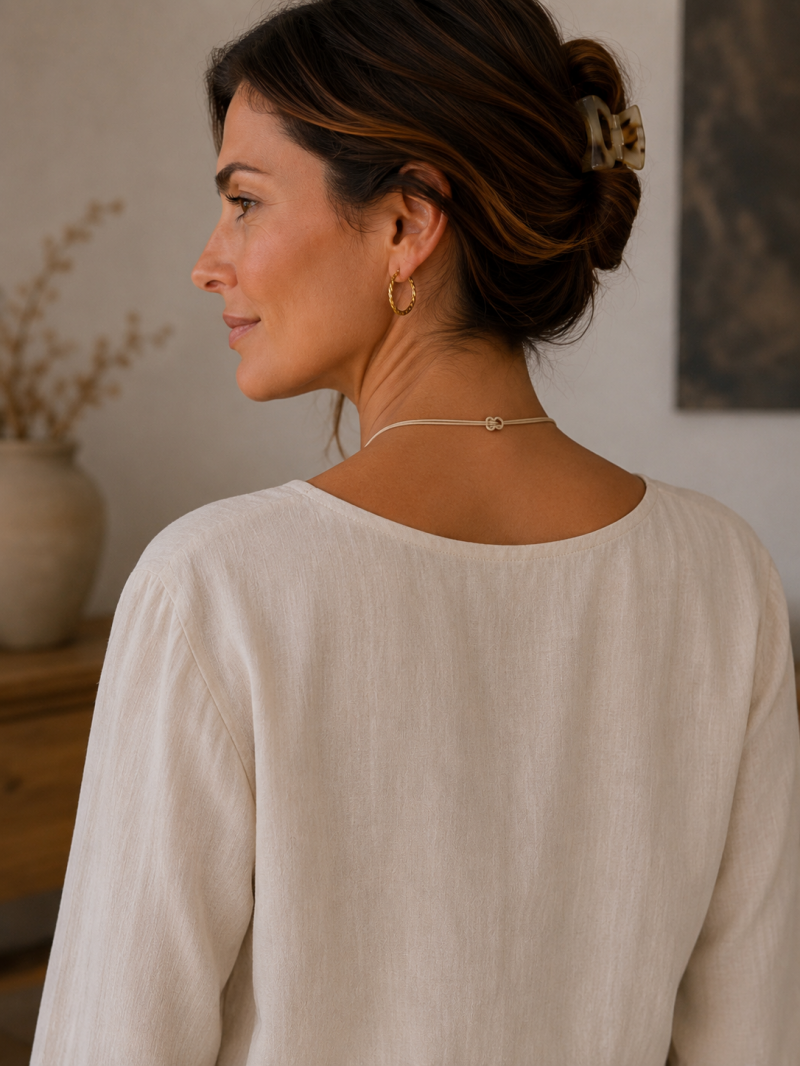 Collier long fantaisie multicolore à pendentif anneaux – vue 3