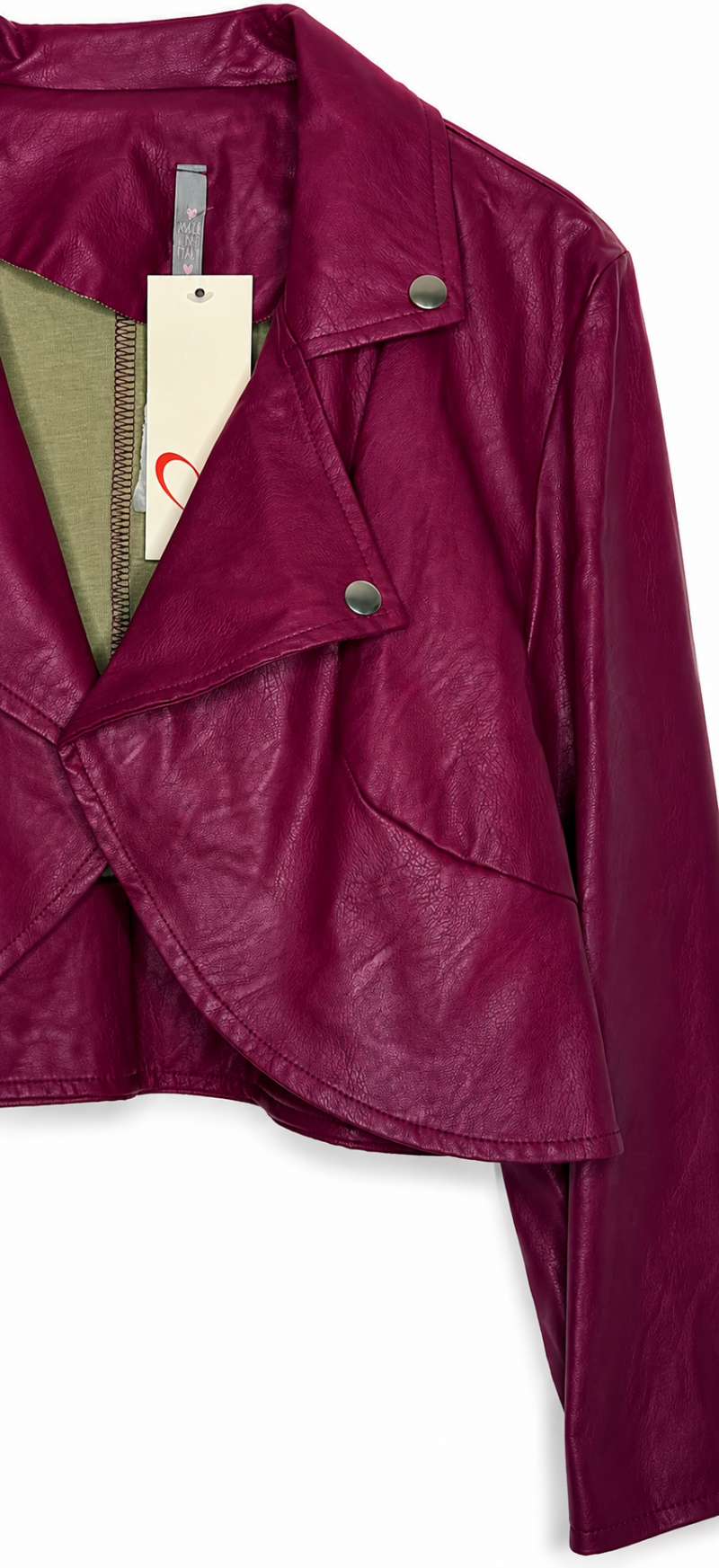 Veste courte effet cuir fuchsia – autre vue