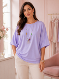 Haut oversize fluide avec collier lavande ou rose – vue principale