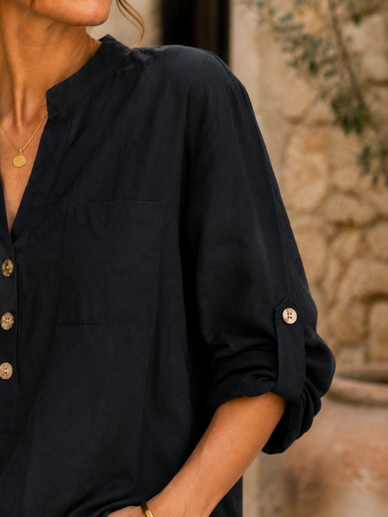 Blouse longue fluide noire – vue de dos