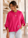 Haut oversize fuchsia à capuche en lin – vue principale