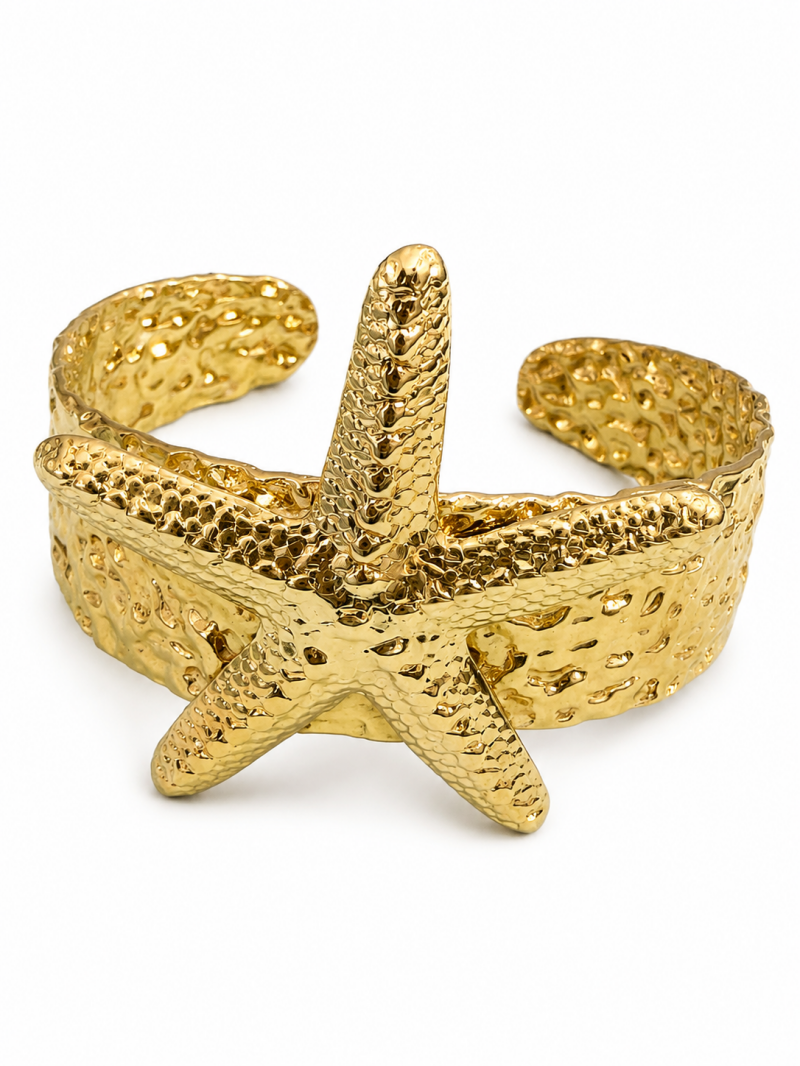 Bracelet manchette doré étoile de mer – détail du produit