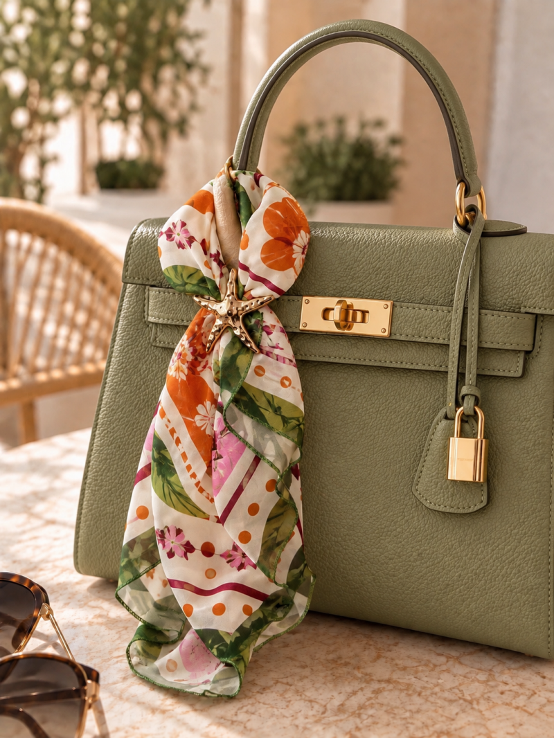 Accessoire de Sac & Cheveux « Étoile Marine » – Made in Italy – Silk Blend – vue 4