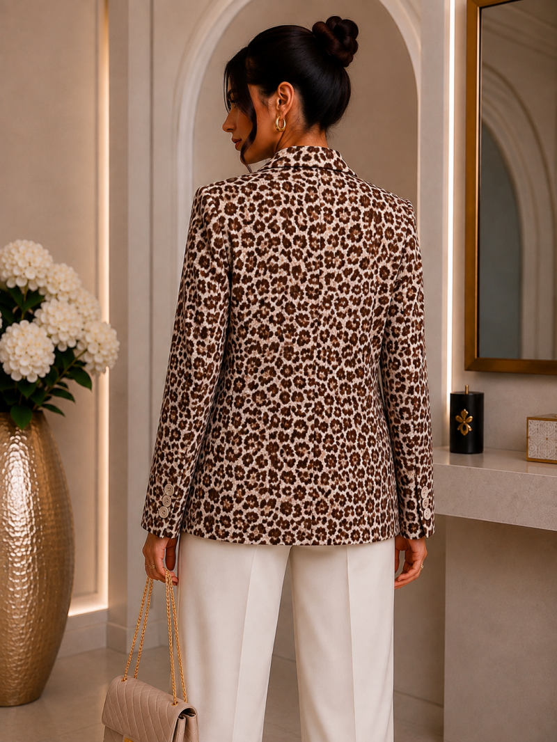 Blazer oversize léopard – Taille unique (36 au 40) Made in Italy – vue 3