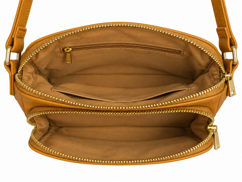Sac bandoulière camel double compartiment – autre vue