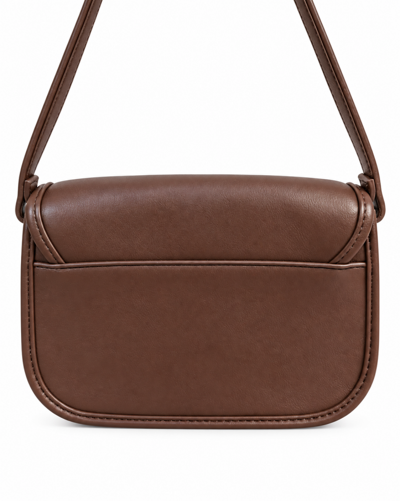 Sac bandoulière chocolat à rabat – autre vue