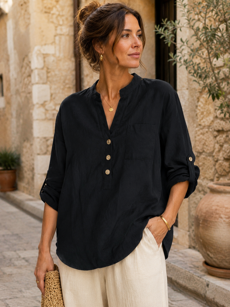 Blouse longue fluide noire – vue de face