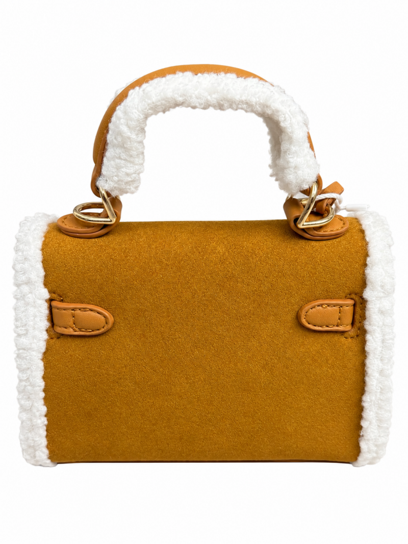 Mini sac bouclette camel noir ou moutarde – détail intérieur