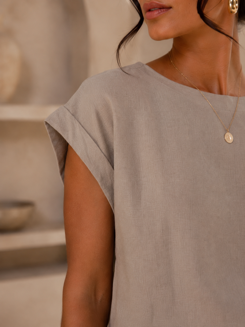 Top oversize en lin – Taille unique (36 au 44) – Made in Italy