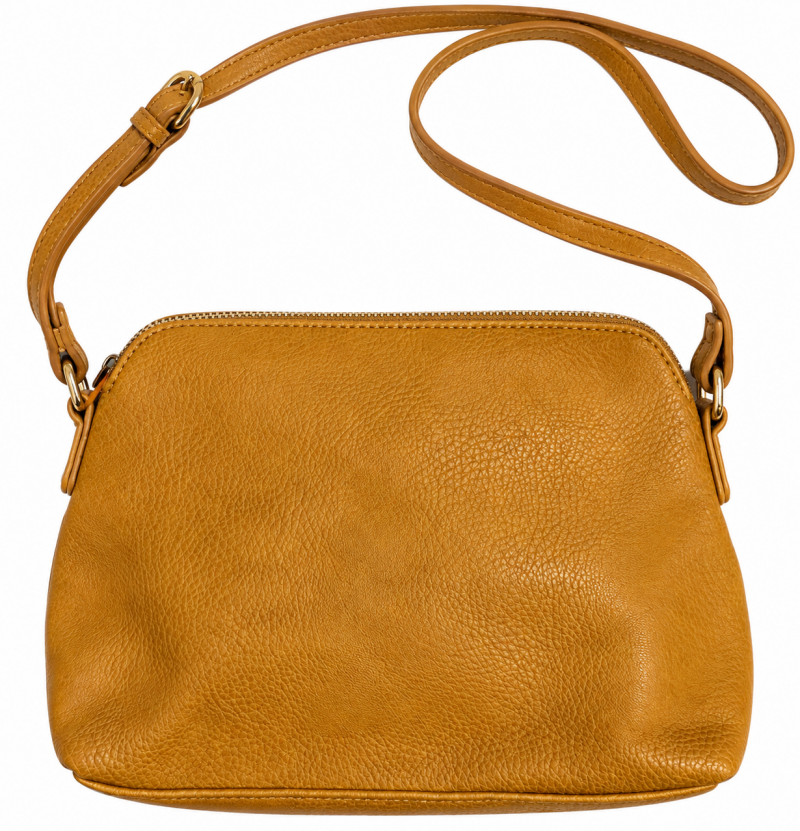 Sac bandoulière camel double compartiment – détail du produit
