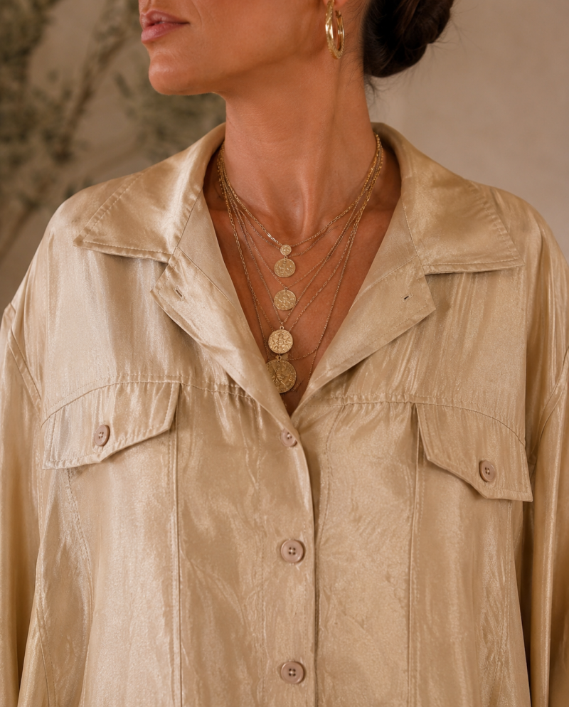 Veste satinée doré – Taille Unique (38 au 42) Made in Italy – vue 2