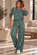 Ensemble femme maille chinée – Sweat & pantalon large – Taille unique
