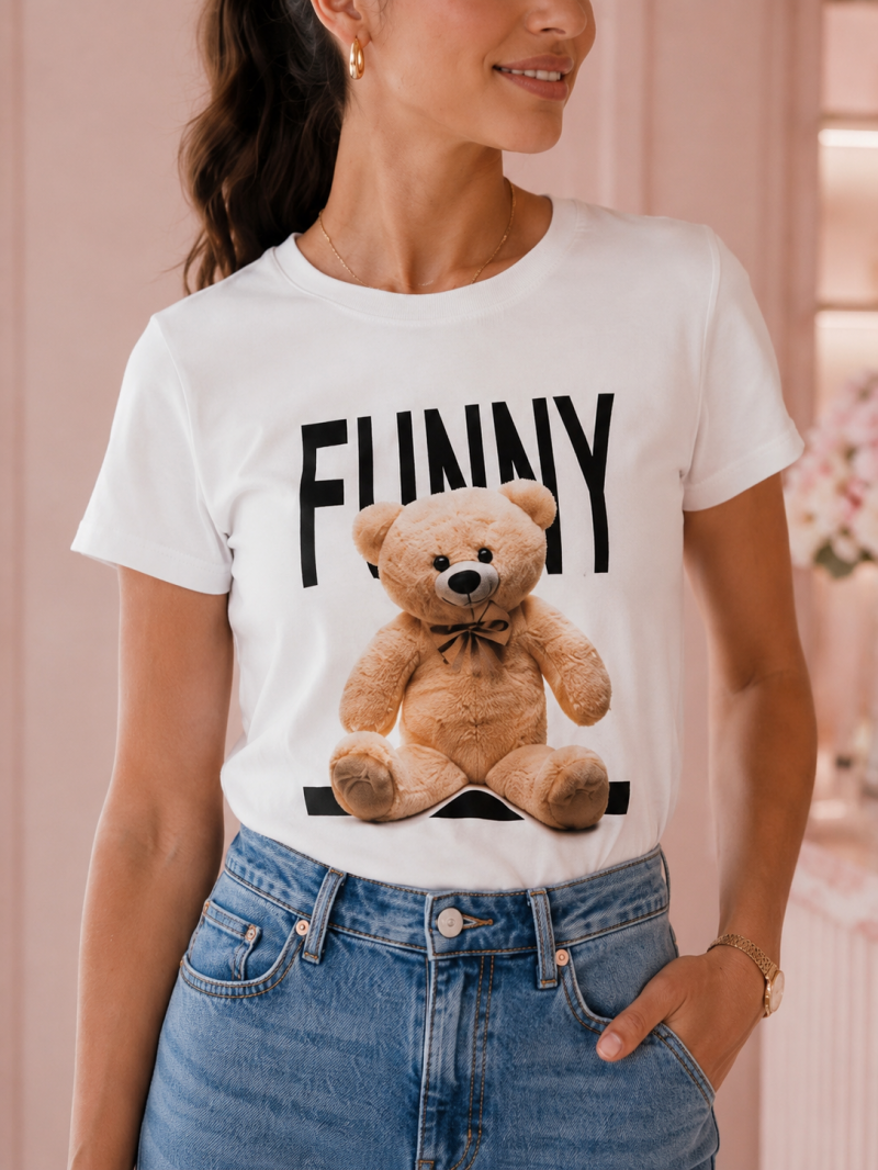T-shirt blanc imprimé ourson – vue complémentaire