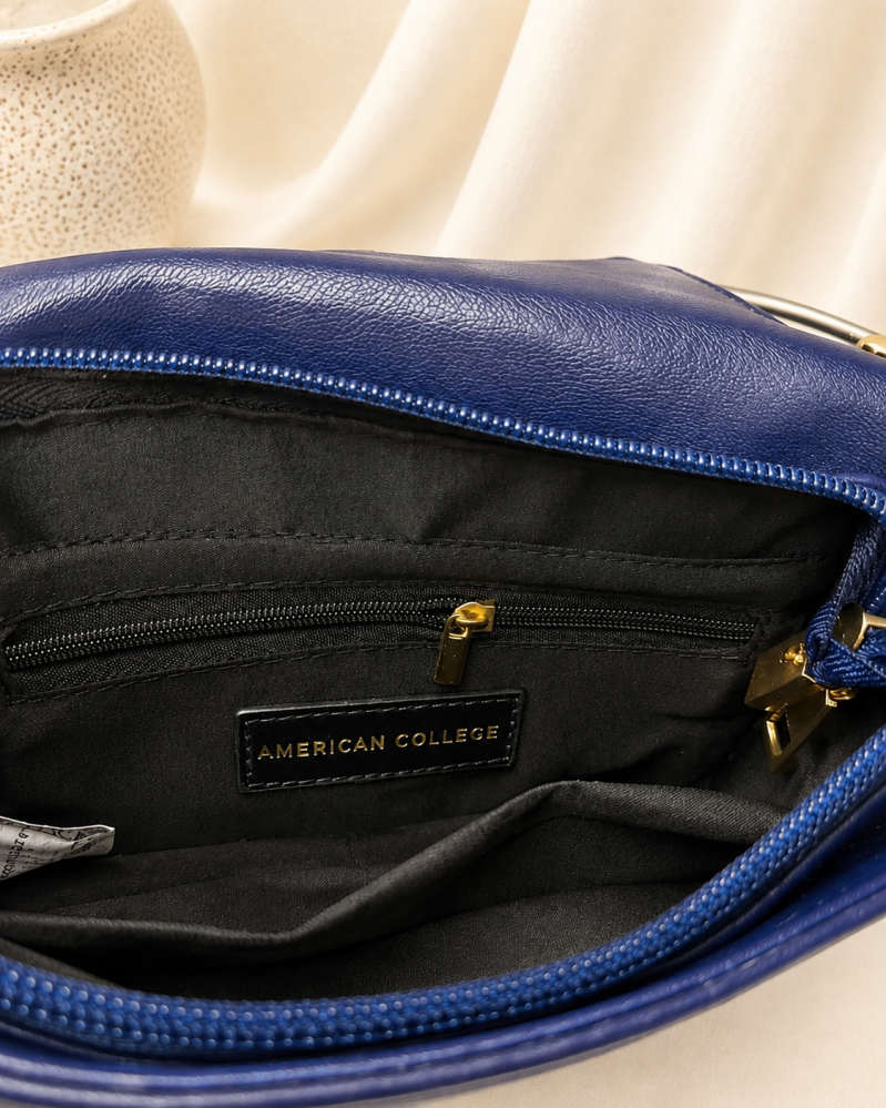 Sac bandoulière American College bleu marine – vue 3