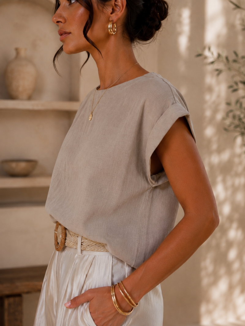 Top oversize en lin – Taille unique (36 au 44) – Made in Italy