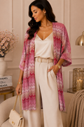Gilet long imprimé orange ou rose – vue principale