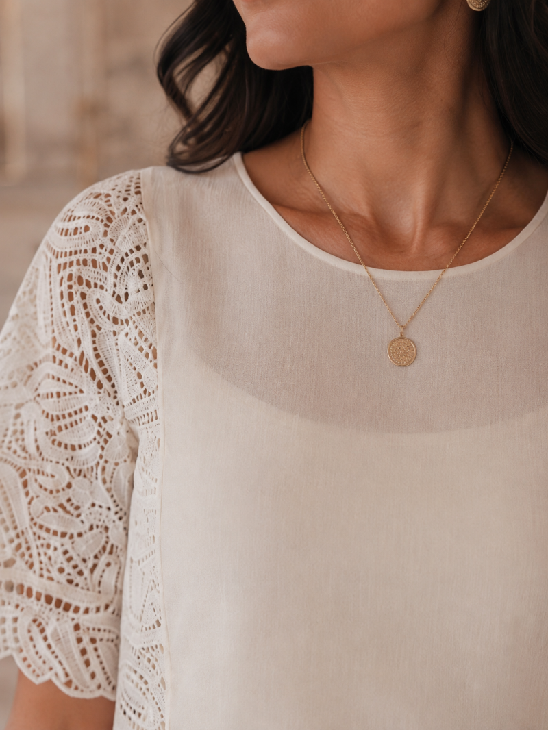 Top manches macramé & détails sequins – Taille L (34 au 38) Made in Italy – vue 3