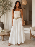 Jupe longue avec ceinture beige – Taille unique (34 au 38) Made in Italy