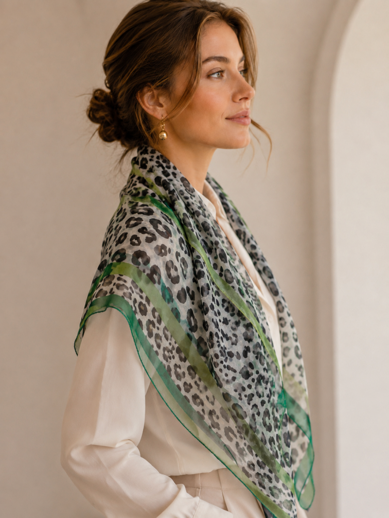 Foulard léopard vert – vue 4