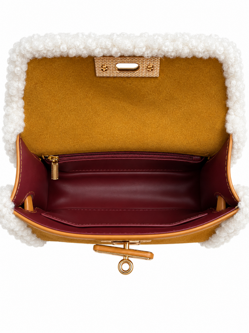 Mini sac bouclette camel noir ou moutarde – vue supplémentaire