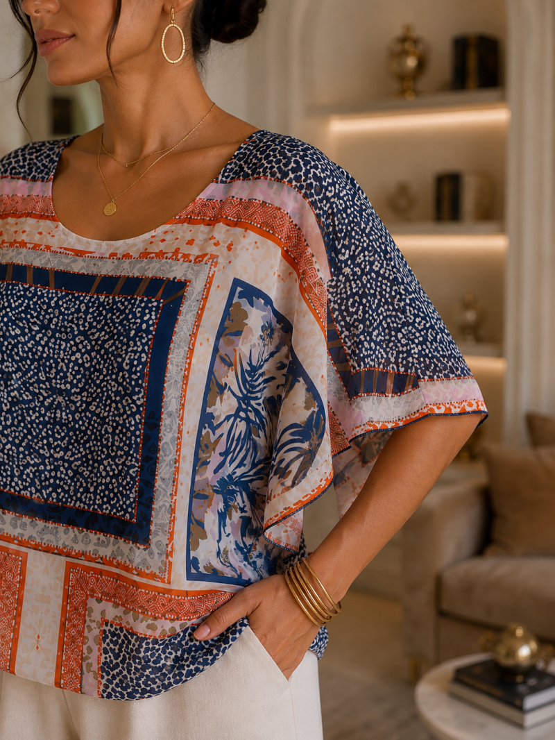 Blouse fluide imprimée – Taille unique (38 au 44) Made in italy – vue 2