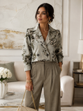 Veste courte fleurie vert sauge – vue principale