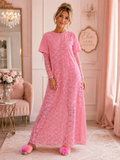 Ensemble 2 pièces rose Robe longue en dentelle & haut – Taille unique (36 au 40) Made in Italy