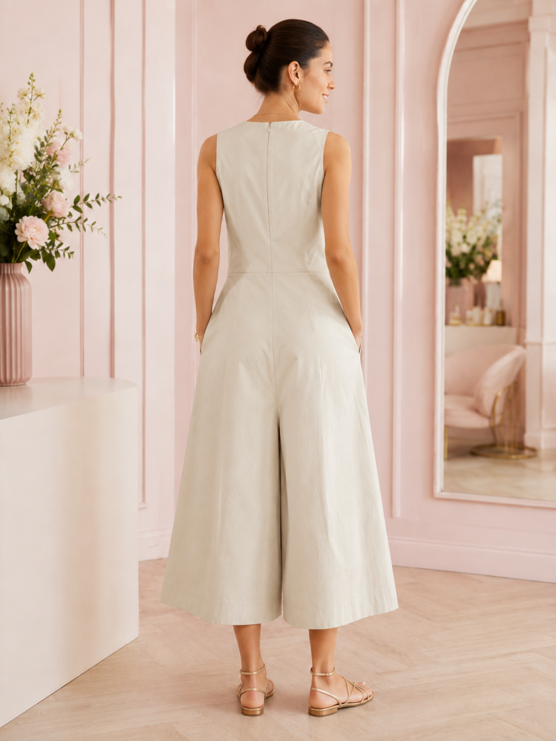 Combinaison beige clair à pantalon large – détail du produit