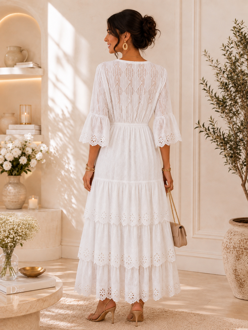 Robe blanche en broderie anglaise – vue complémentaire