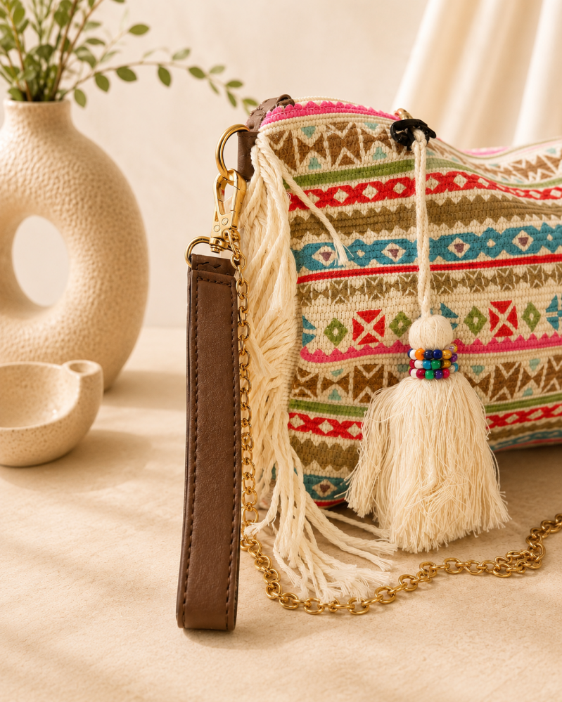 Sac bandoulière bohème G&K multicolore – vue 2