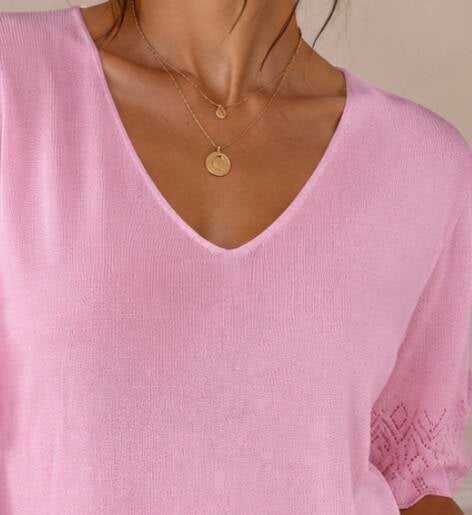 Pull maille rose J-Tricot - Taille unique (36 au 42) Made in Italy – vue 2