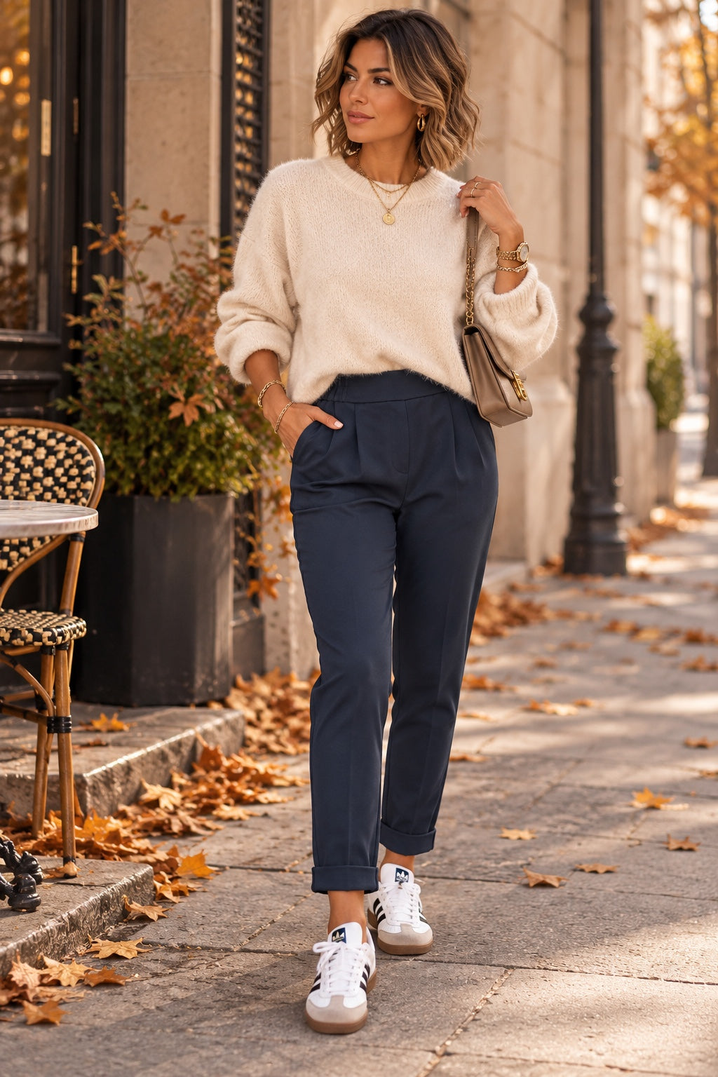 Pantalon bleu marine femme Defilé taille S - vue de face