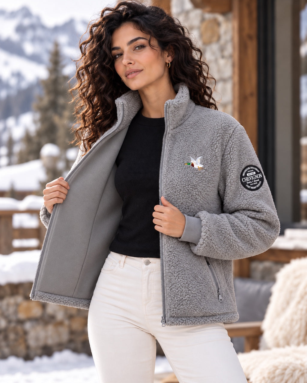 Veste polaire grise Chevignon femme - intérieur doublé lisse